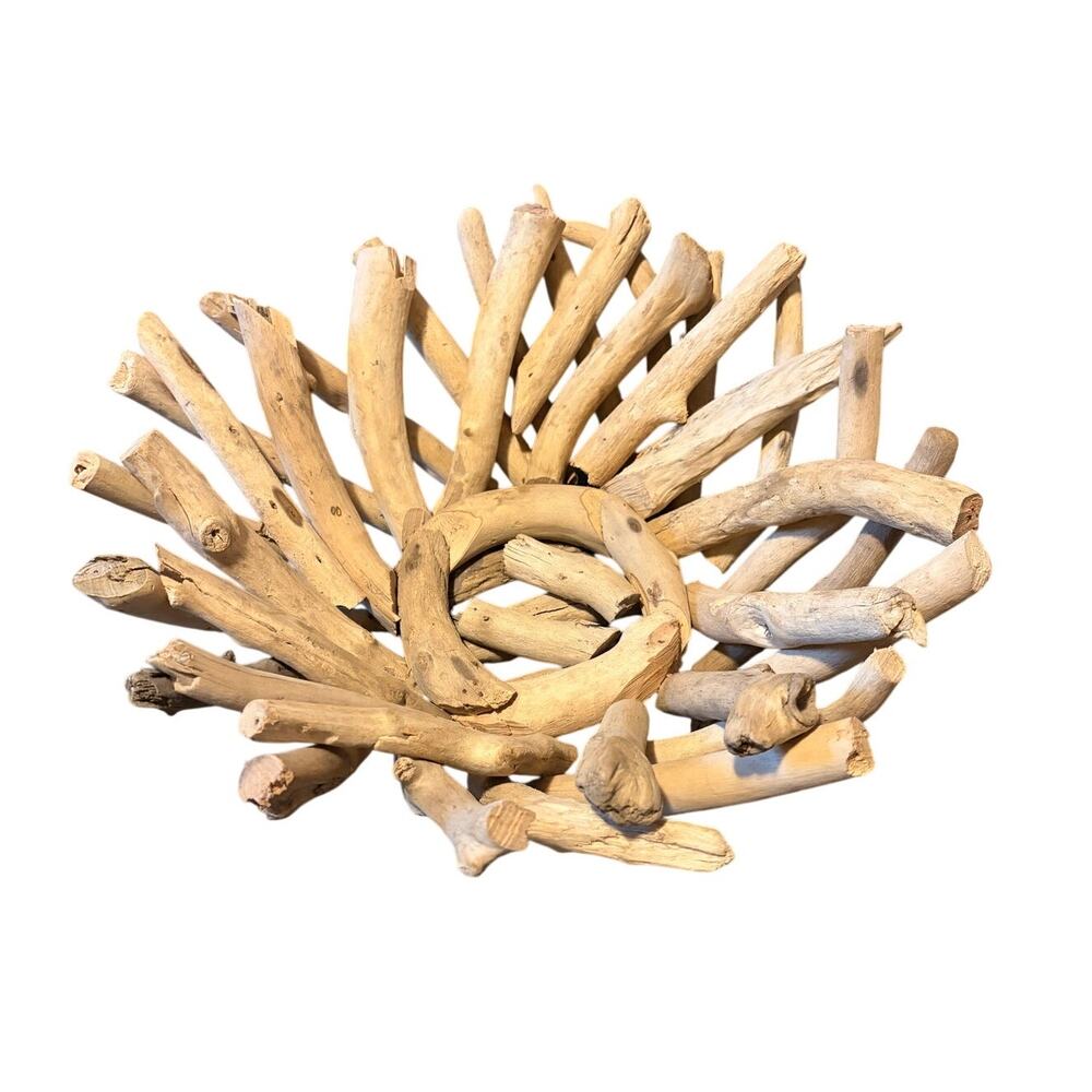 Handmade Driftwood Basket/Wall Art Coastal Beach Rustic Boho Natural Wood Medium
